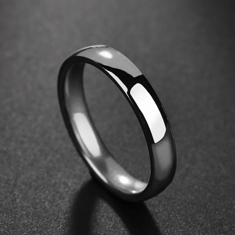 New Smooth Stainless Steel 4mm Width Dating Rings for Women Couple Wedding Anniversary Ring Wholesale Jewelry Gift