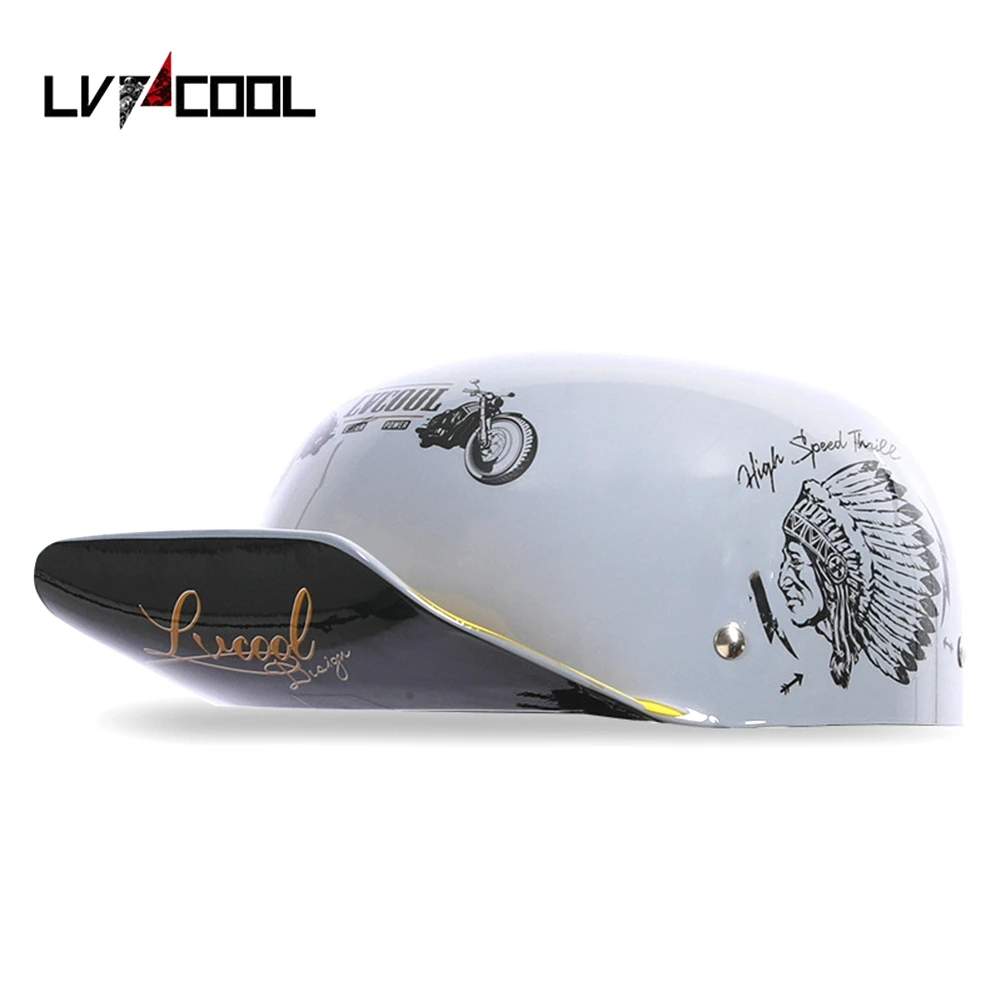 

LVCOOL 2023 Baseball Cap Helmet Motorcycle Helmets Summer Open Face Scooter for Cruiser Chopper Gangster Men Women L