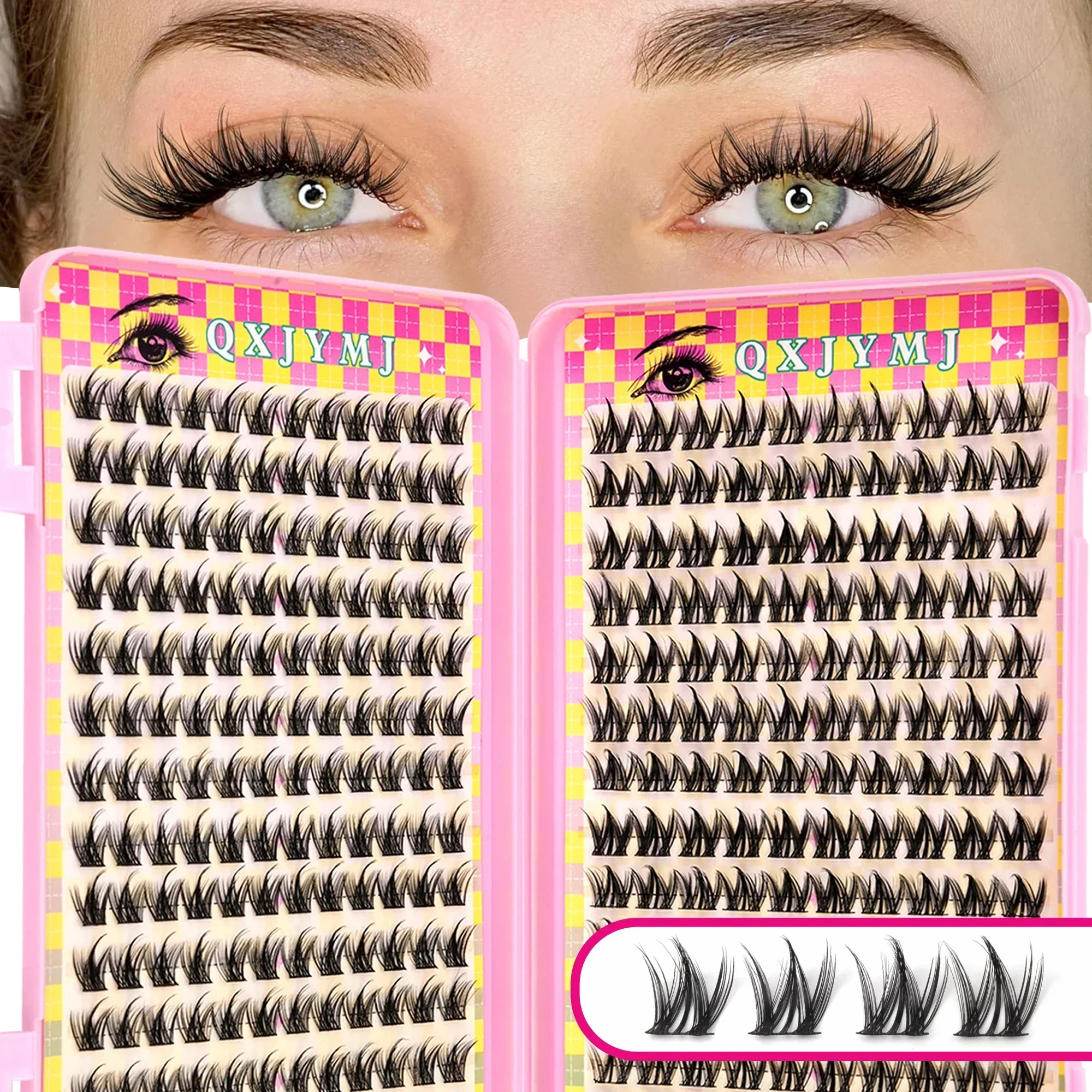 308 Pcs Individual Cluster Lashes Wispy Fluffy D Curl DIY Eyelash Extensions Large Capacity For Beginners Eye Makeup