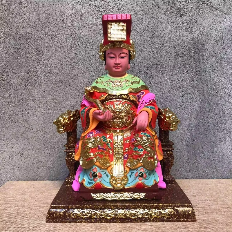 Mazu Goddess Statue, Hand-Carved Goddess of Sea Figurine for Temple & Home Blessing, Wooden Shrine Decor
