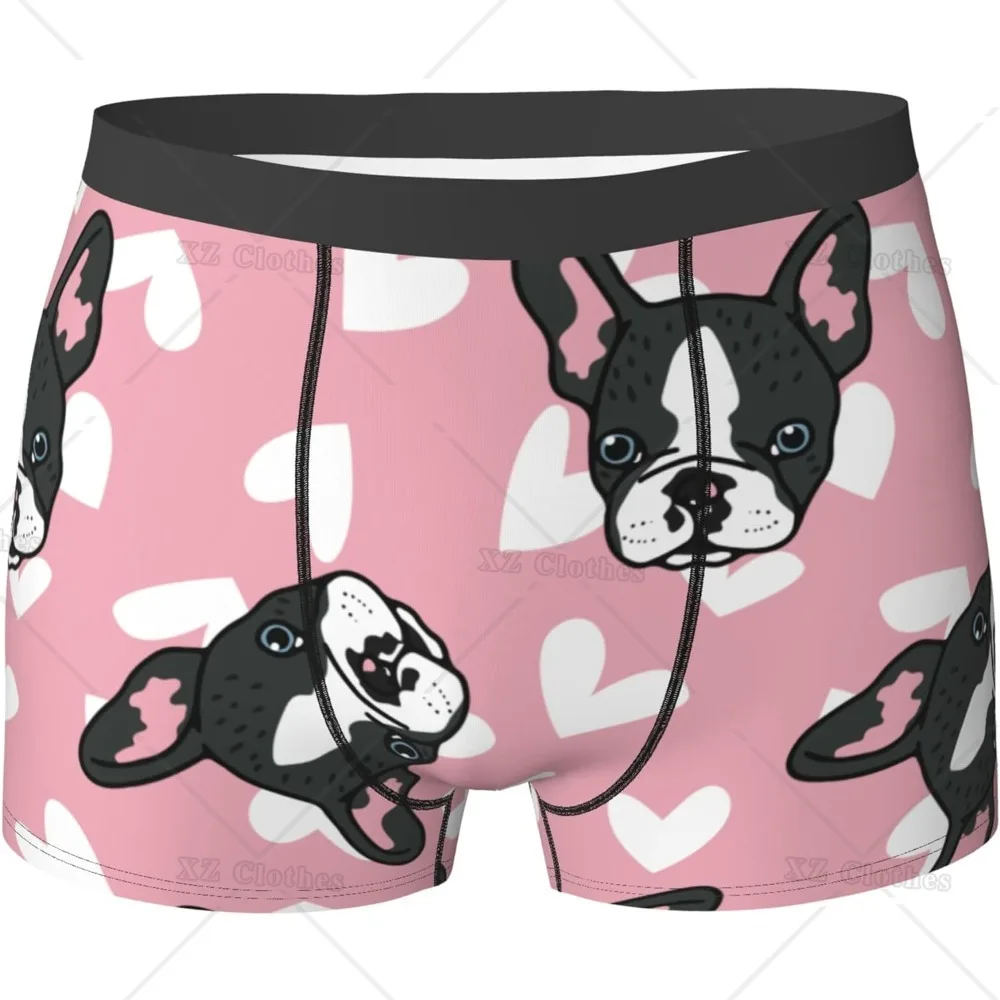 Dogs Cute Animals Pink Men's Funny Underwear Boxer Briefs Slight Elasticity Male Shorts, Novelty Stylish Gift for Men