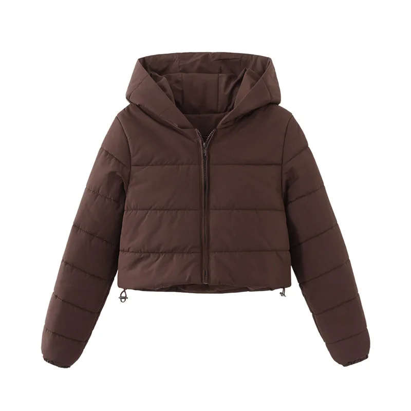 

Spring Autumn and Winter Pure Color Puffer Jackets Parka Outwear Thick Short Hooded Jacket Coat Warm Women