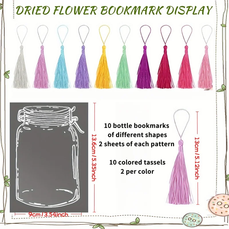 42 قطعة مجموعة صنع الإشارات المرجعية الإشارات المرجعية زهرة شفافة اليدوية زهرة مجففة لتقوم بها بنفسك المرجعية مع زجاجة وفيرة الإشارات المرجعية شرابات