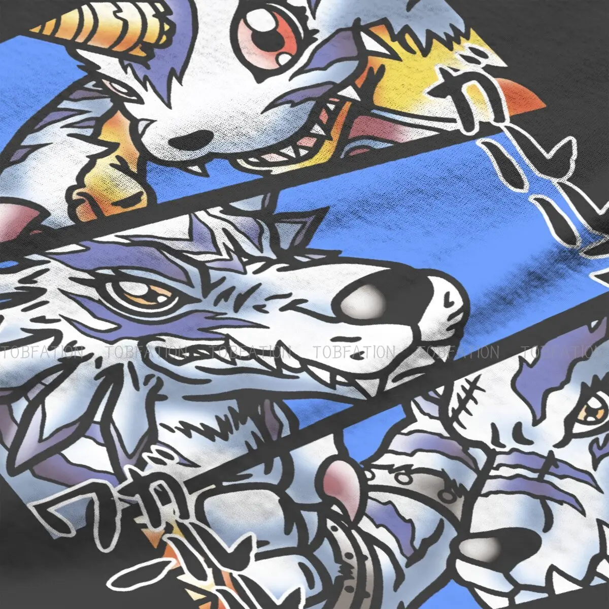 Friendship Gabumon Hipster TShirts Digital Monster Manga Male Style Fabric Streetwear T Shirt Round Neck Oversized