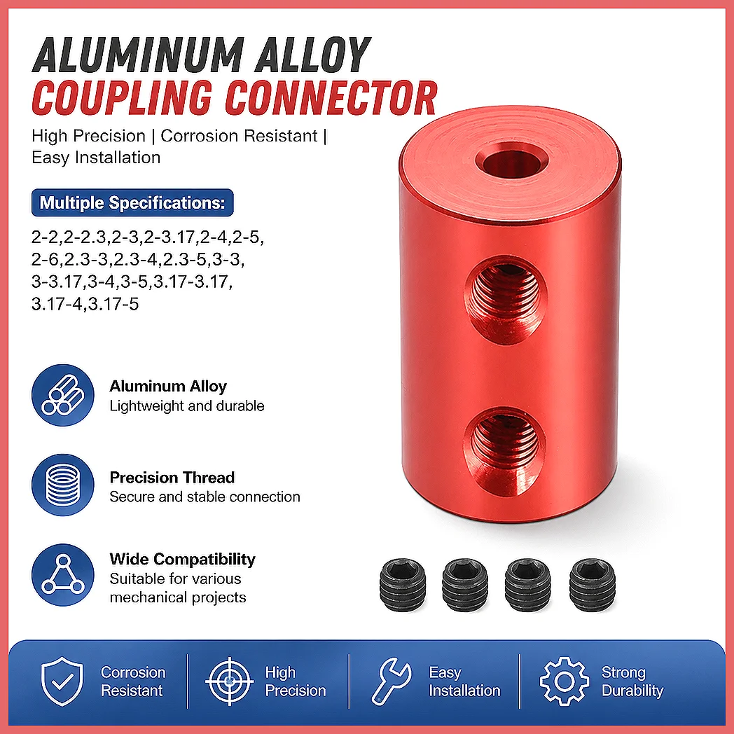 2mm 3.17mm 3mm 5mm 6mm Rigid Motor Shaft Coupling Screw Coupler Transmission Connector Sleeve Adapter for Boat Car Airplane