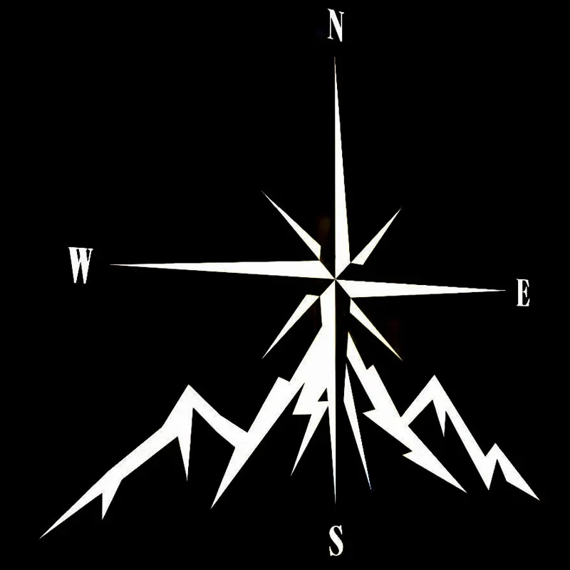 Car Sticker Fashion NSWE Compass Rose Navigation 4x4 Off-road Vehicle Sticker PVC Decal Creative Black/White, 13cm*12cm