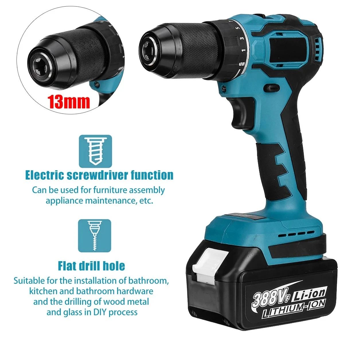 4 in 1 Professional Tool Set 800N.M Electric Wrench,  Power Drill Machine,Hammer, Angle Grinder For 18V Battery