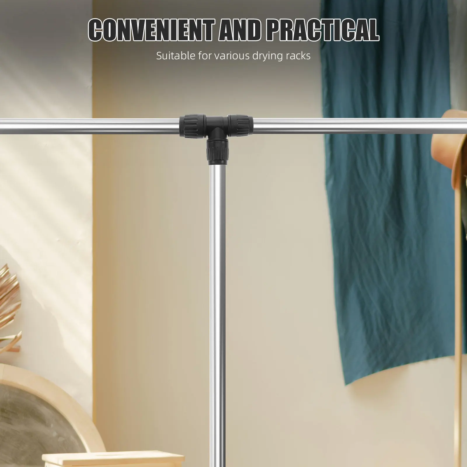 3-Way Clothes Rack Adapter Heavy Duty Plastic Connector Compatible with Most Drying Racks Easy Tool-Free Installation Clothes