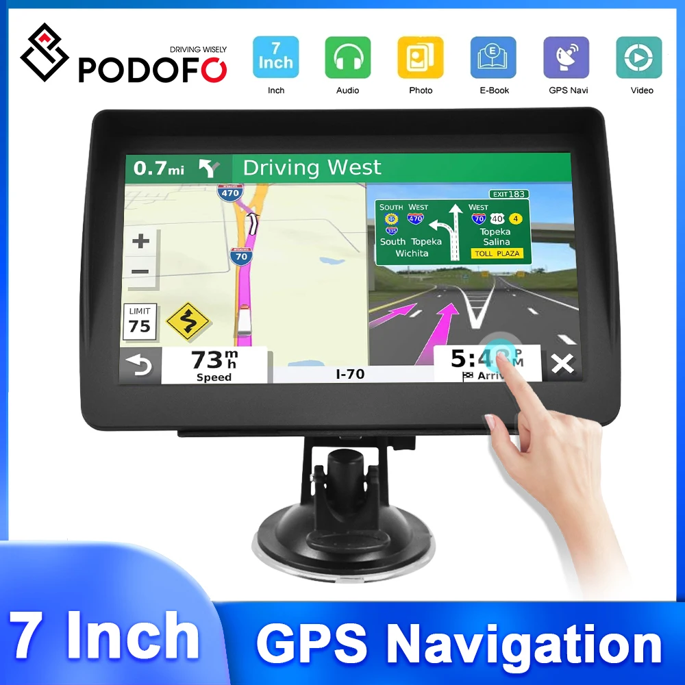 

Podofo 7'' LCD Touch Screen Car Monitor Car Navigator FM Radio 3D Navigation AI Voice Support TF Card GPS Navigation For Europe