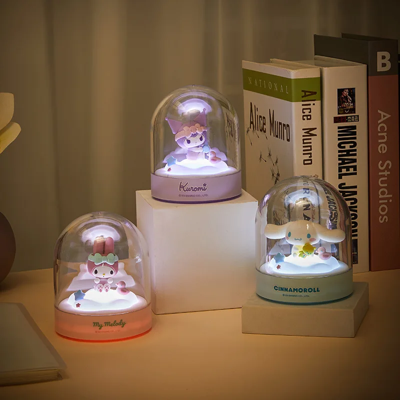 Miniso Sanrio serie Kawaii adornos luminosos Kuromi My Melody Cinnamoroll luz Led de noche decoración de habitación, regalo de cumpleaños para niña