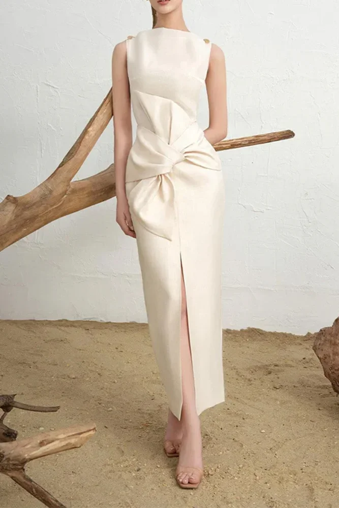 ที่กําหนดเอง JERSEY จีบ A-Line Scoop คอ MIDI ชุด Homecoming คลาสสิกประณีตอย่างเป็นทางการ Evening PARTY Gowns สําหรับผู้หญิง