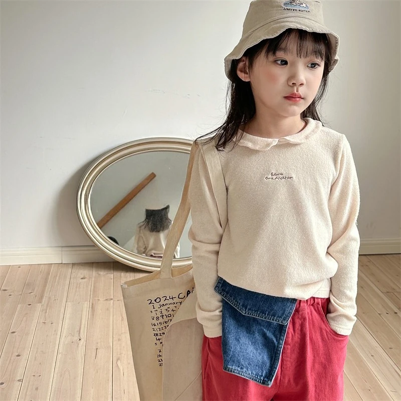 

2025 Autumn Children's Clothing New Girls Soft Long Sleeve T-shirt Girls' Shirt Bottom Shirt