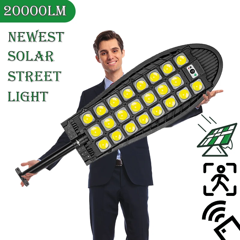 Solar Street Lights with Motion Sensor Outdoor 520 LED Solar Powered Lamp Remote Control LED Security Lamp for Garland Garden