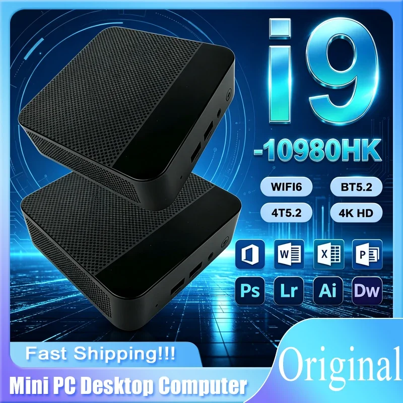 Windows 11 Mini PC Intel Core I9 10980HK 16GB RAM 2TB SSD Desktop Computer WIFI6 BT5.2 4K HD Office Gaming Study Mini Computer