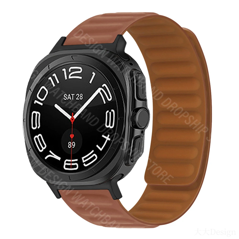 Correia magnética macia do silicone para o relógio da galáxia de Samsung, nenhuma faixa das lacunas, pulseira do laço, ultra, 47mm