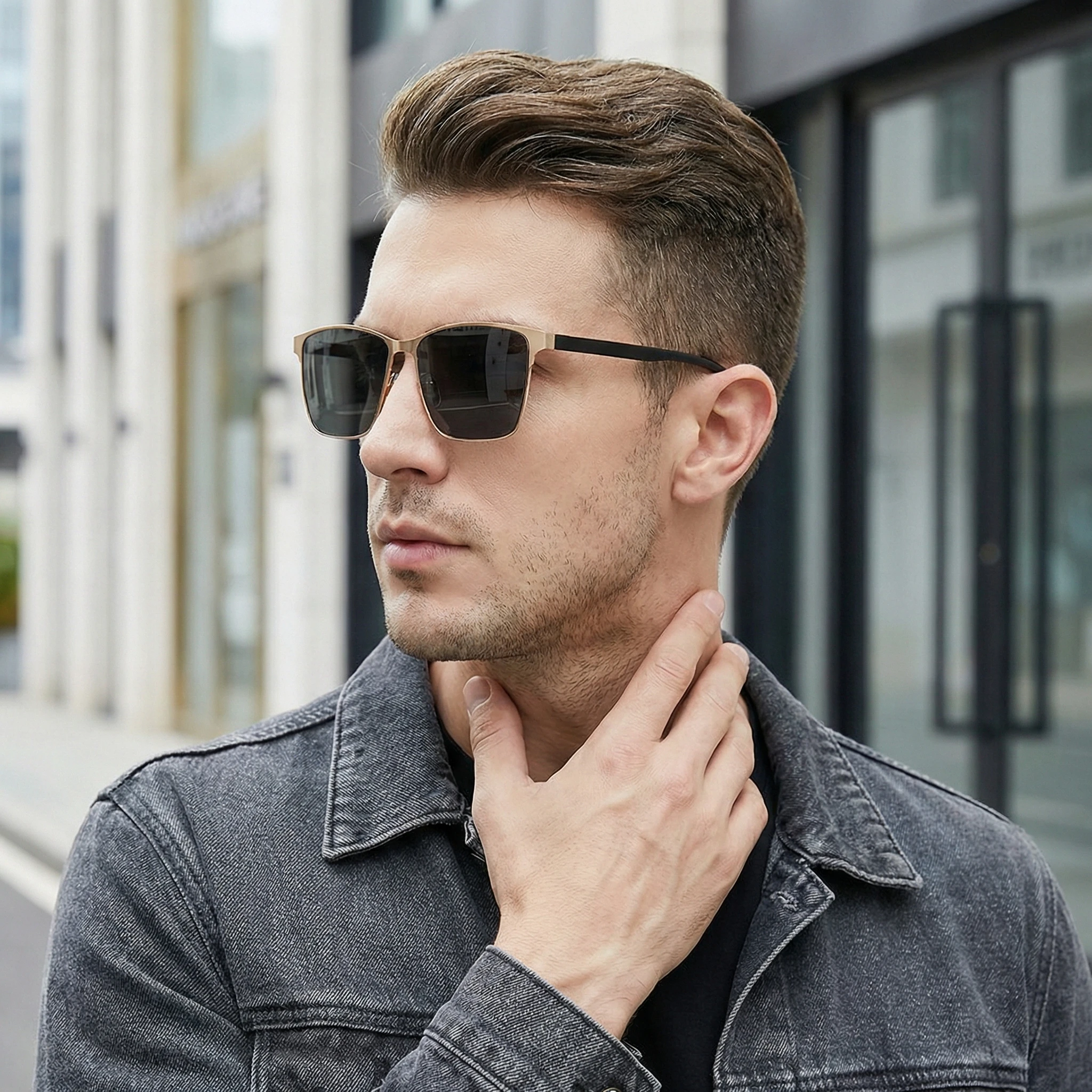 Thin Metal-Frame Square Sunglasses — product information 4