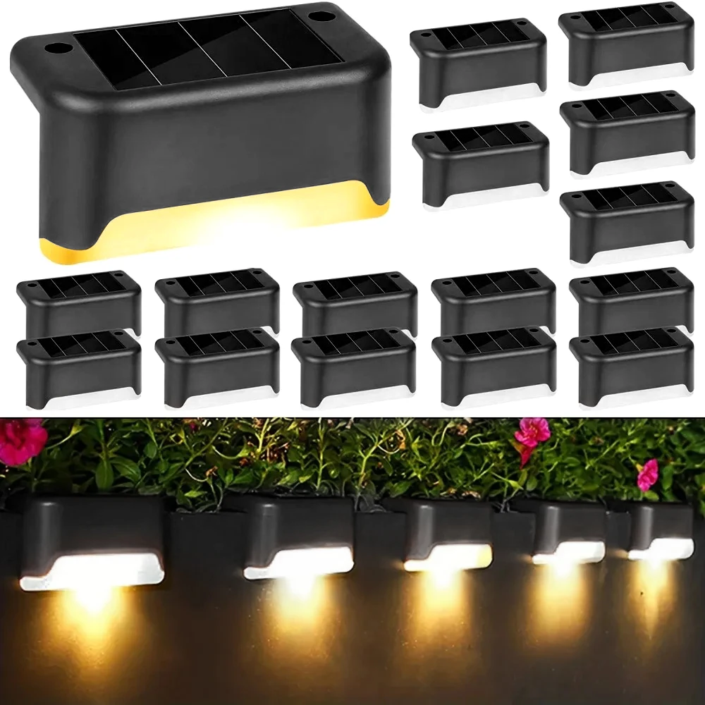 4Pcs/Lot LED Solar Stair Lights Outdoor Waterproof Motion Sensor Deck String Lights For Outside Yard Garden Stair Night Lamp