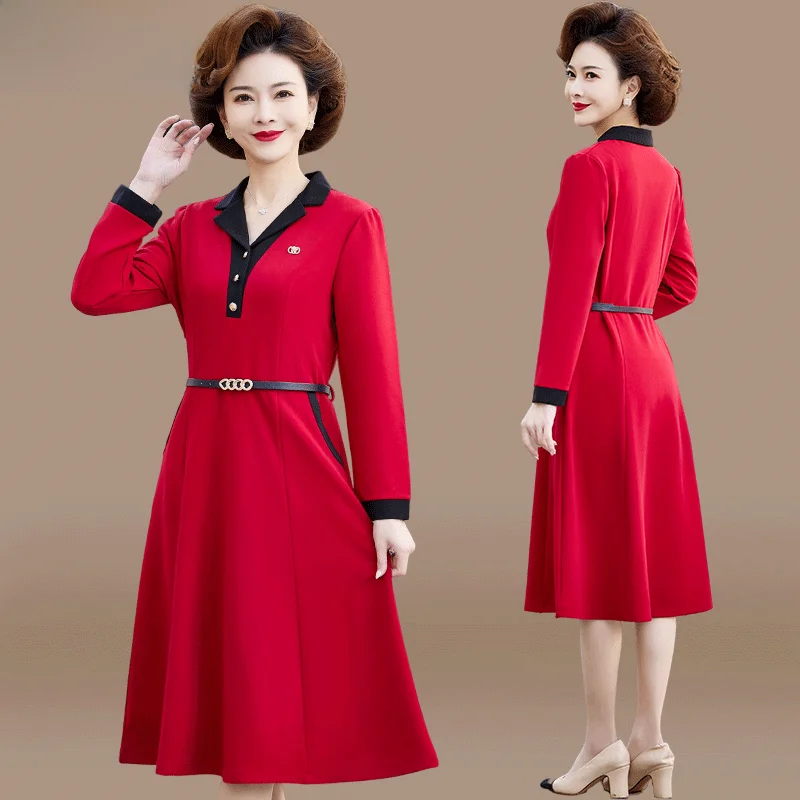 

Faionable Midlife Mom Dr Autumn Wedding Gown Luy Year 2025 New Sle Middle-aged Women Spring Autumn Long Skirt