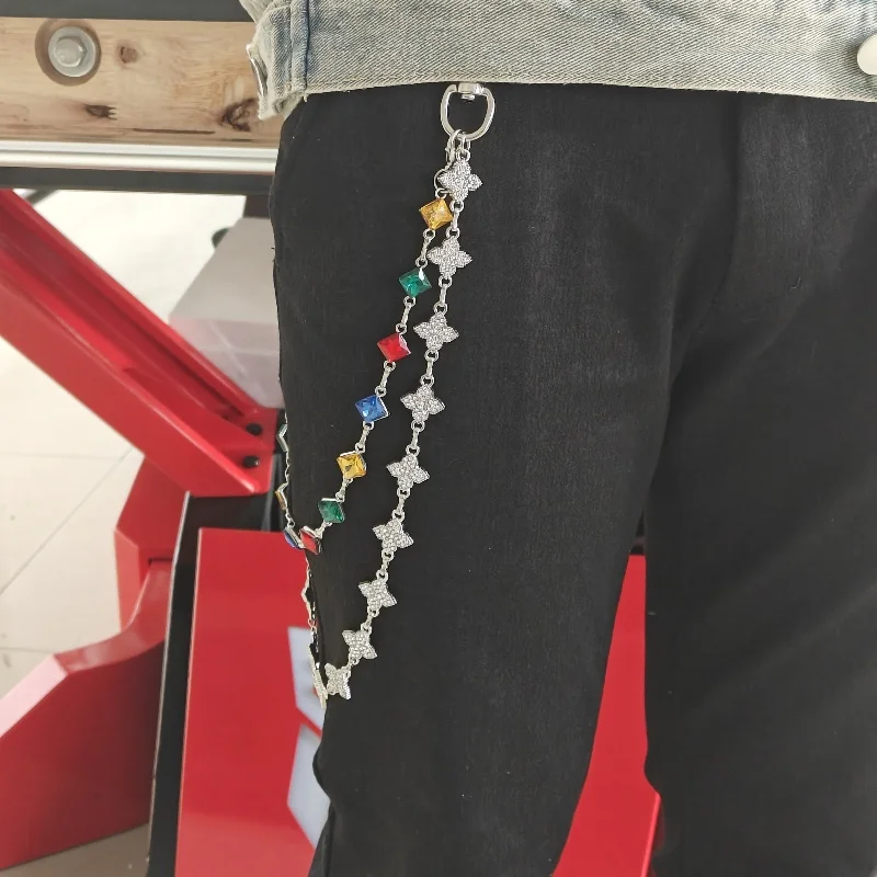 2025 New Model Flower Shape Hip Hop Pants Chain Fashionable Men And Women One\'s Waist Luxury Accessories Spring Gift