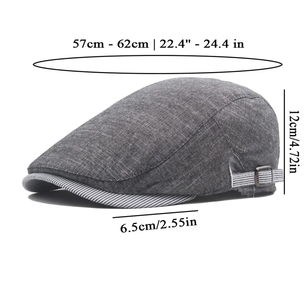 Mens Casual Newsboy Caps Cotton Gatsby Hats Ivy Hats Outdoor Golf Driving Sun Flat Cabbie Cap Male Adjustable Beret Hat