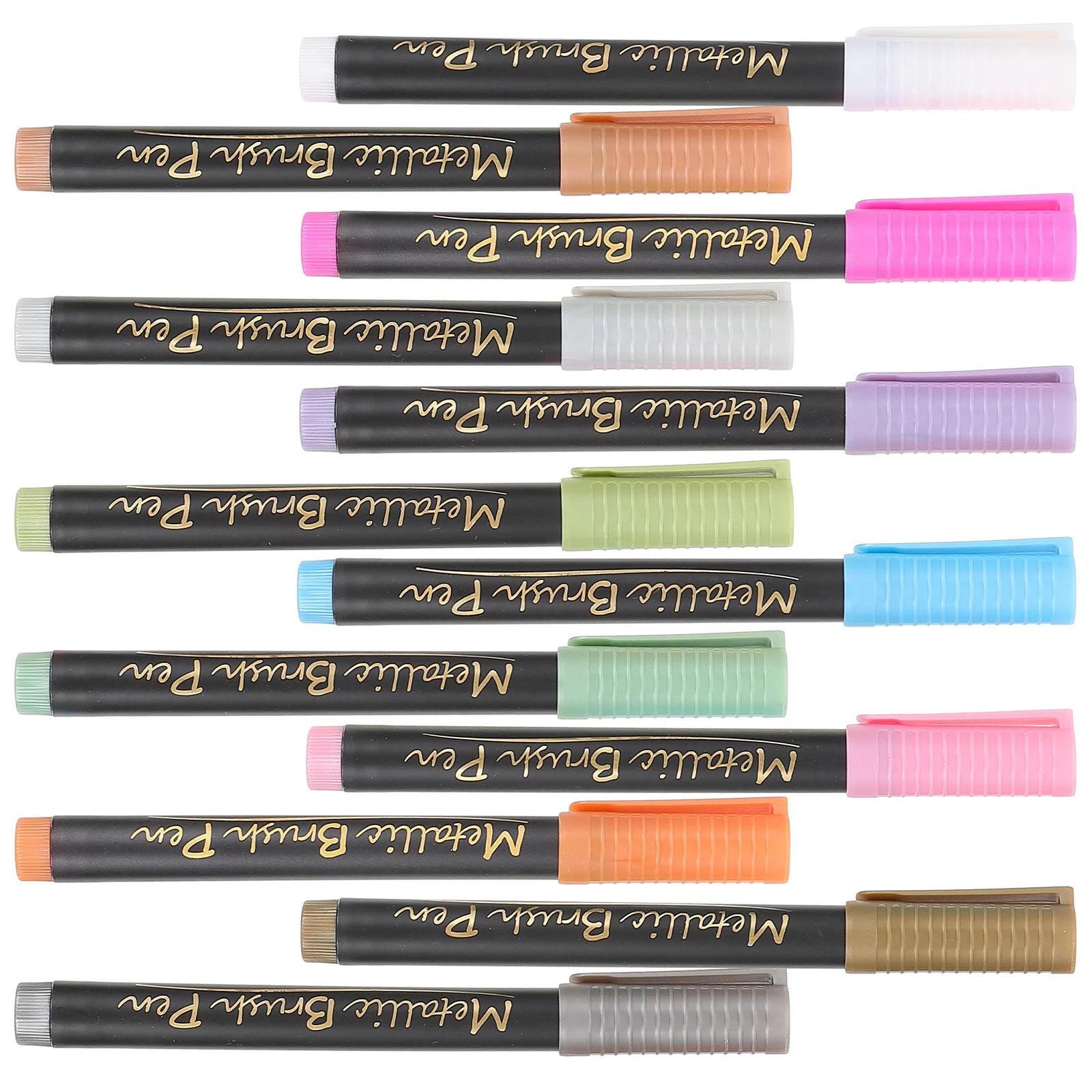 

12Pcs Soft Tip Marker Pen Set Metallic Markers for Coloring Painting Illustration Sketching Writing and Signing