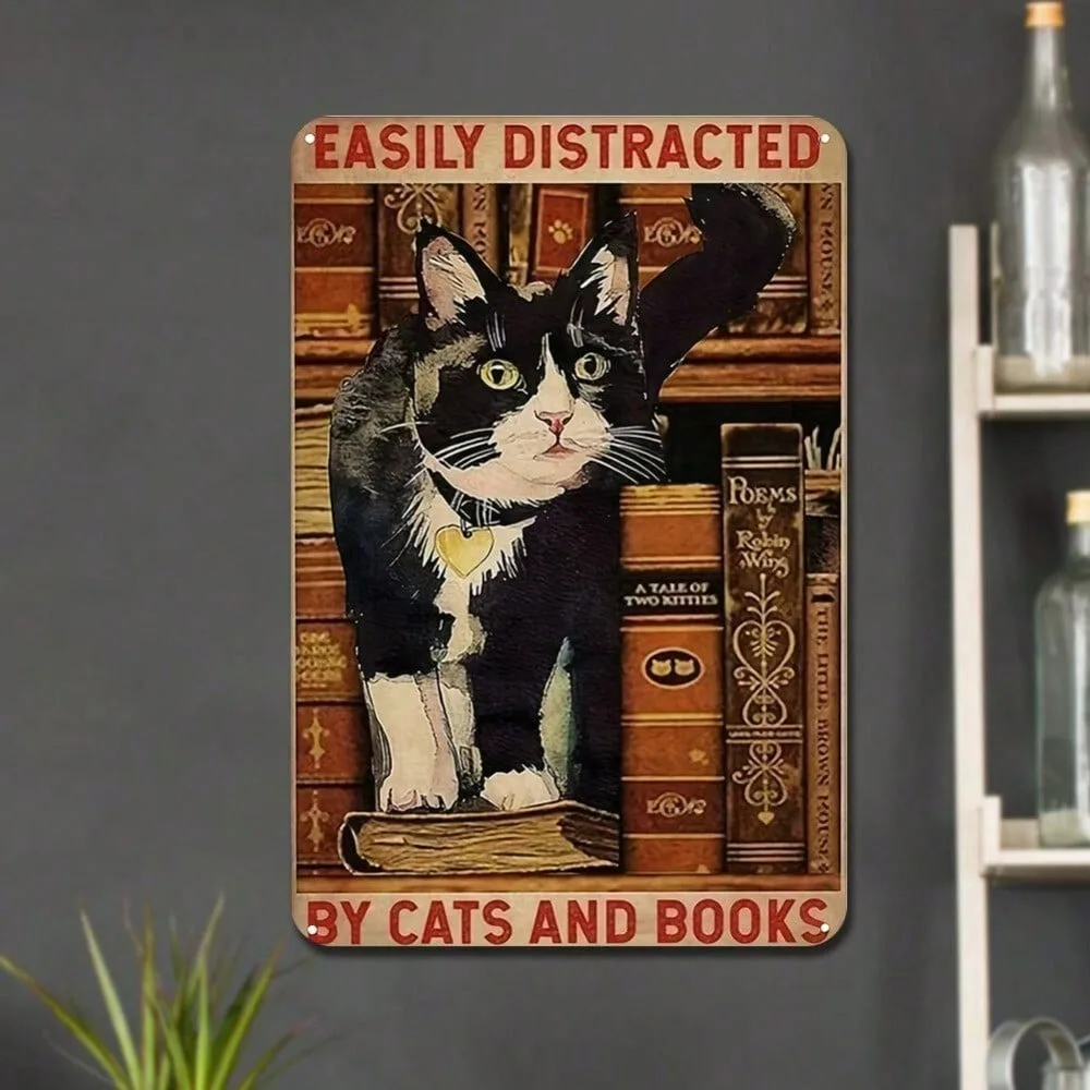 

Vintage Metal Cat Wall Art Decor Rustic Iron Painting Retro Home Living Room Bedroom Bar Bookshelf