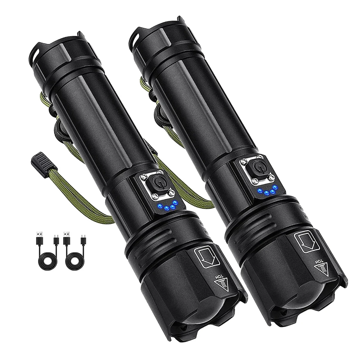 

2PCS LED Rechargeable XHP70 Flashlights,Super Bright Flashlight,Waterproof Flash Light for Emergency Camping