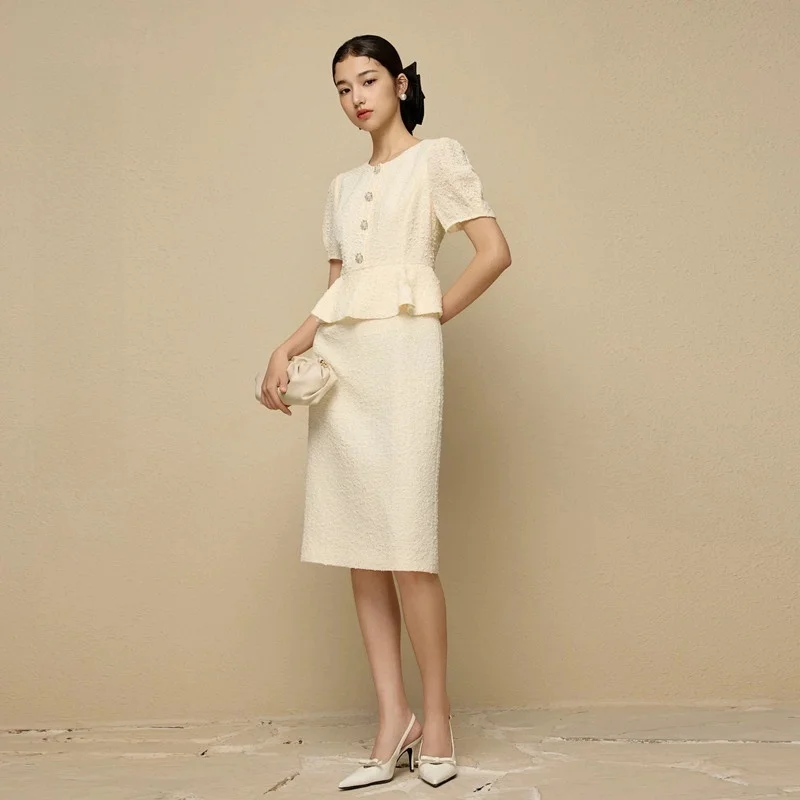 

Платье Lai's Family из тканого материала, яично-желтое с белым, новое летнее 2026, длинное, с коротким рукавом, повседневное, из полиэфирного волокна