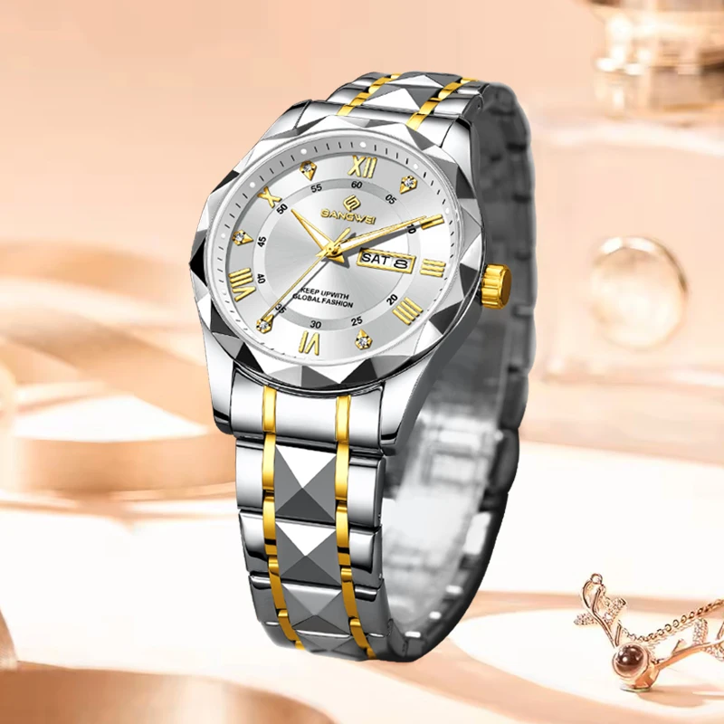 BANGWEI الإبداعية ساعة ماسية المرأة العلامة التجارية الفاخرة المرأة كوارتز ساعة اليد موضة مقاوم للماء الساعات للنساء Reloj Mujer