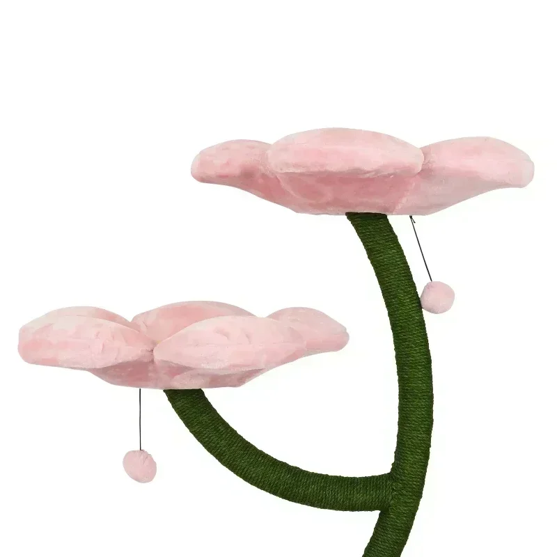 Customized Flower Cat Tree Tower Pink Modern Cat Scratcher Tree Hot Sale Wooden Climbing Frame House Large Cat Toy for Kitties