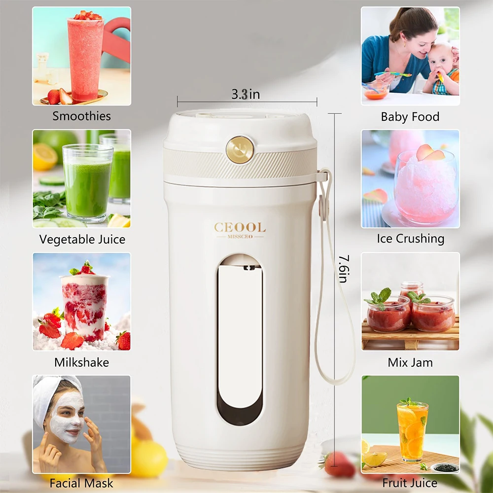 Liquidificador Portátil Elétrico, Misturadores De Frutas, USB Recarregável, Smoothie Juicer, Espremedor De Copo, Fabricante De Suco, 10 Lâminas, 350ml