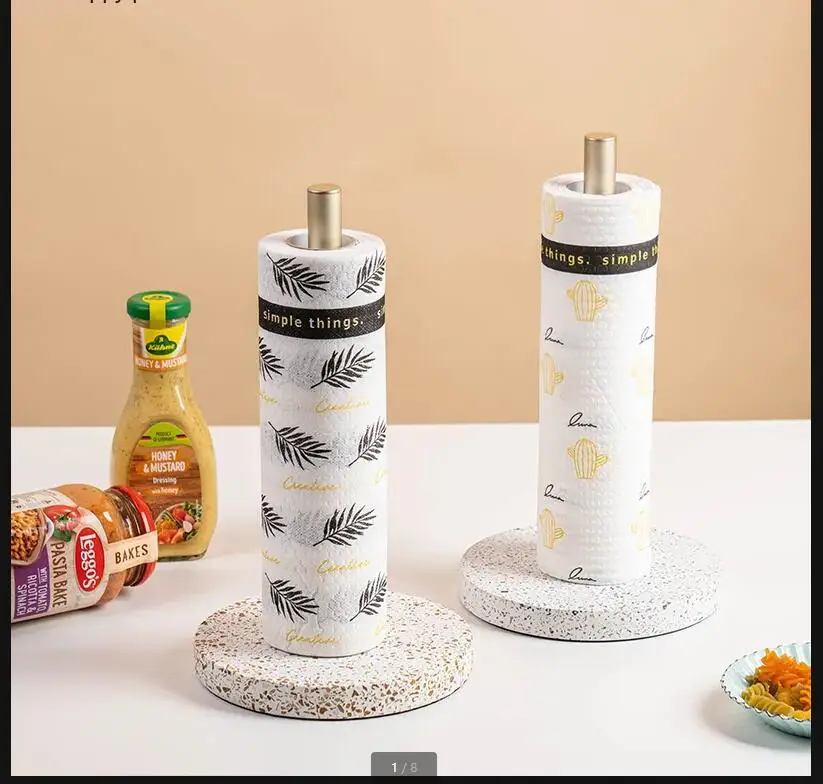 

Kitchen Paper Towel Rack Vertical Storage Marble Metal Roll Holder Napkin Holders Tissue Box