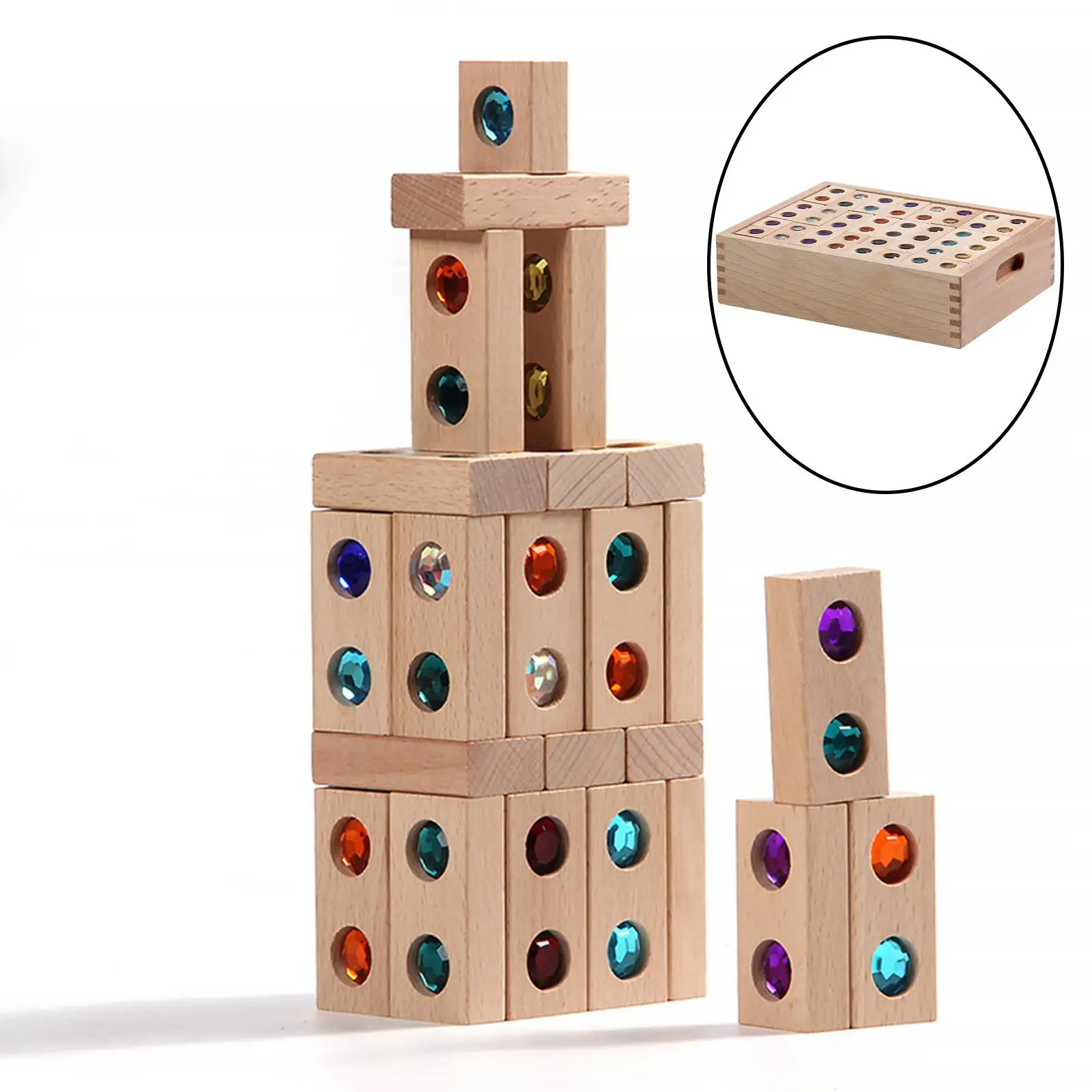 Montessori Stacking Blocks Age 4- Gems Blocks Learning Puzzle Toy