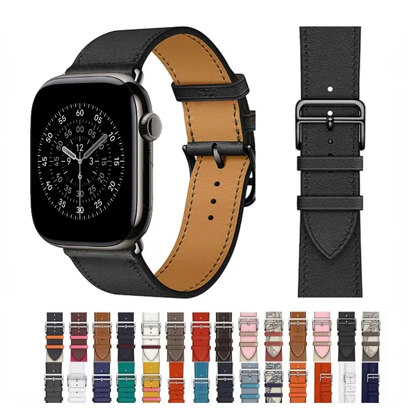 

Ремешок из натуральной кожи для Apple Watch Band 49 мм 45 мм 41 мм 44 мм 42 мм 46 мм, мужской/женский браслет для iWatch Ultra 10 9 8 7 6 5 4 SE,