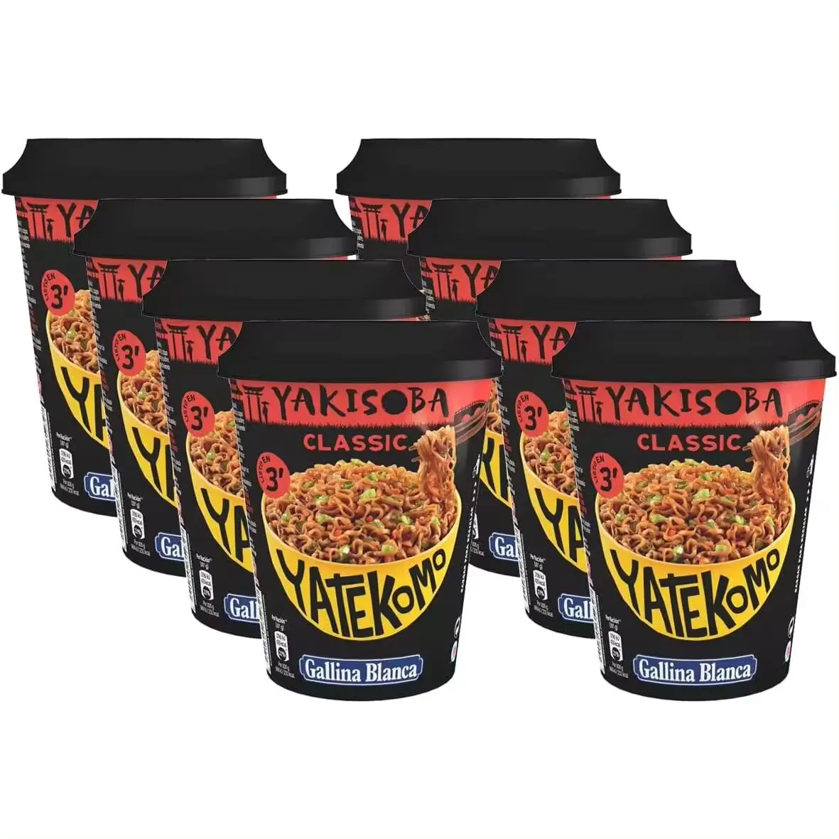 GALLINA BLANCA Yatekomo Yakisoba Classic Vaso 93gr Pack 8