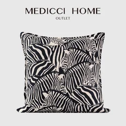Medicci Home Nyamira Indigo Outdoor Pillow Case Modern Retro Abstract Zebra Jacquard Cushion Cover For Dormitory Condo Apartment
