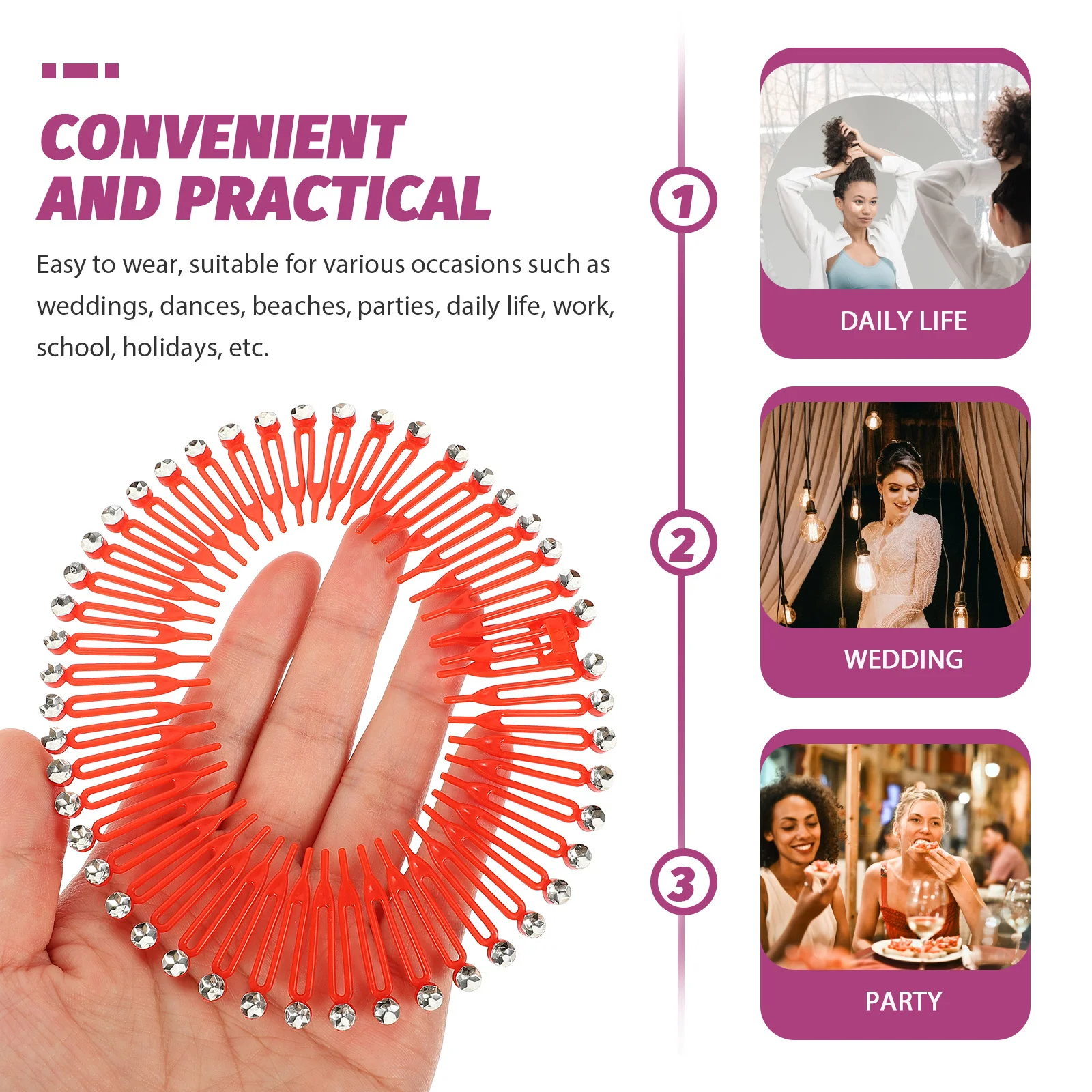 

12pcs Spring Hair Comb Set Flexible Stretch Circle Comb For Thick Thin Curly Straight Hair Face Washing Makeup Shower Full