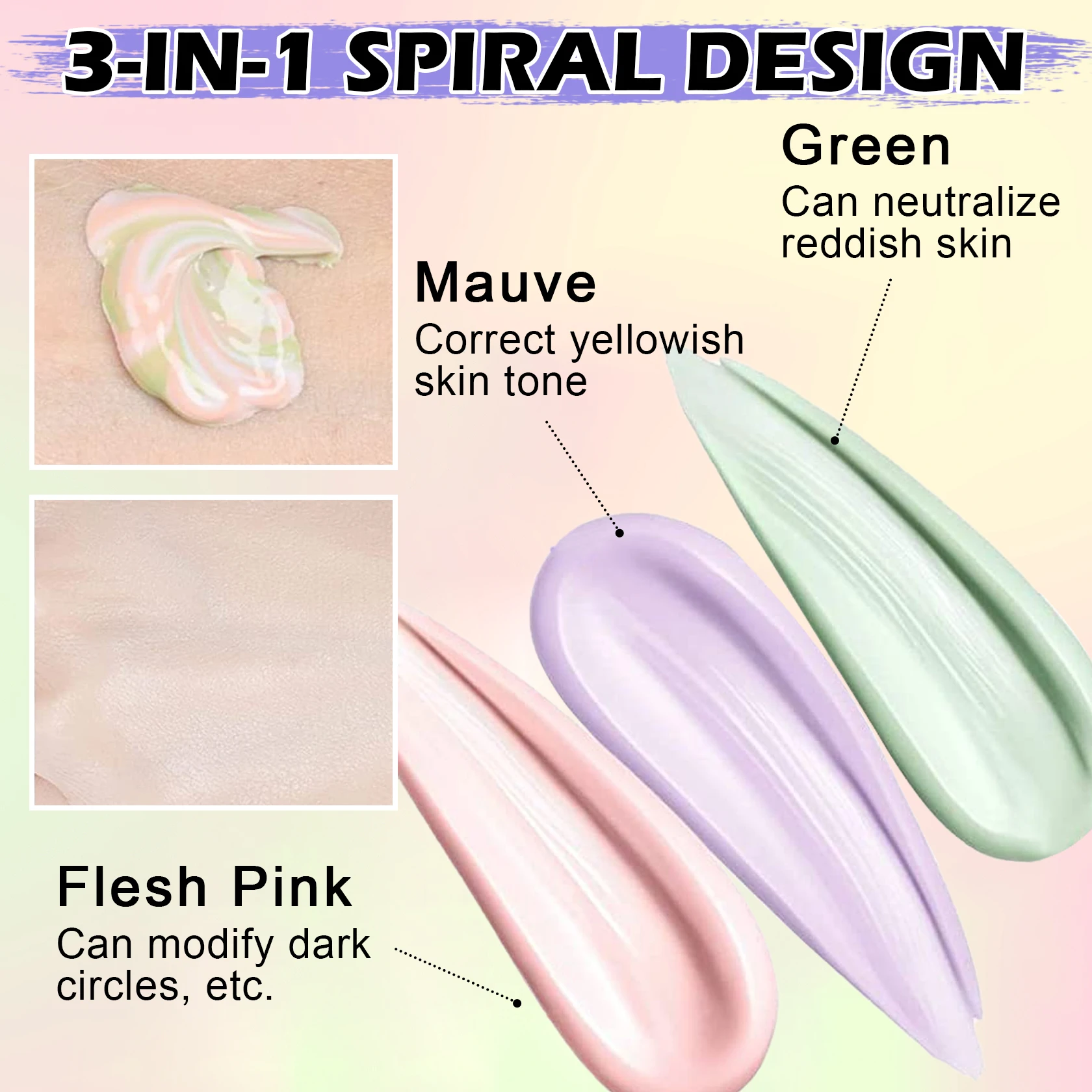 2025 신제품 3 in 1 메이크업 전용 프라이머, 자외선 차단 크림, SPF 50, 원스텝 컬러 코렉터 페이스 프라이머, 잡티 커버