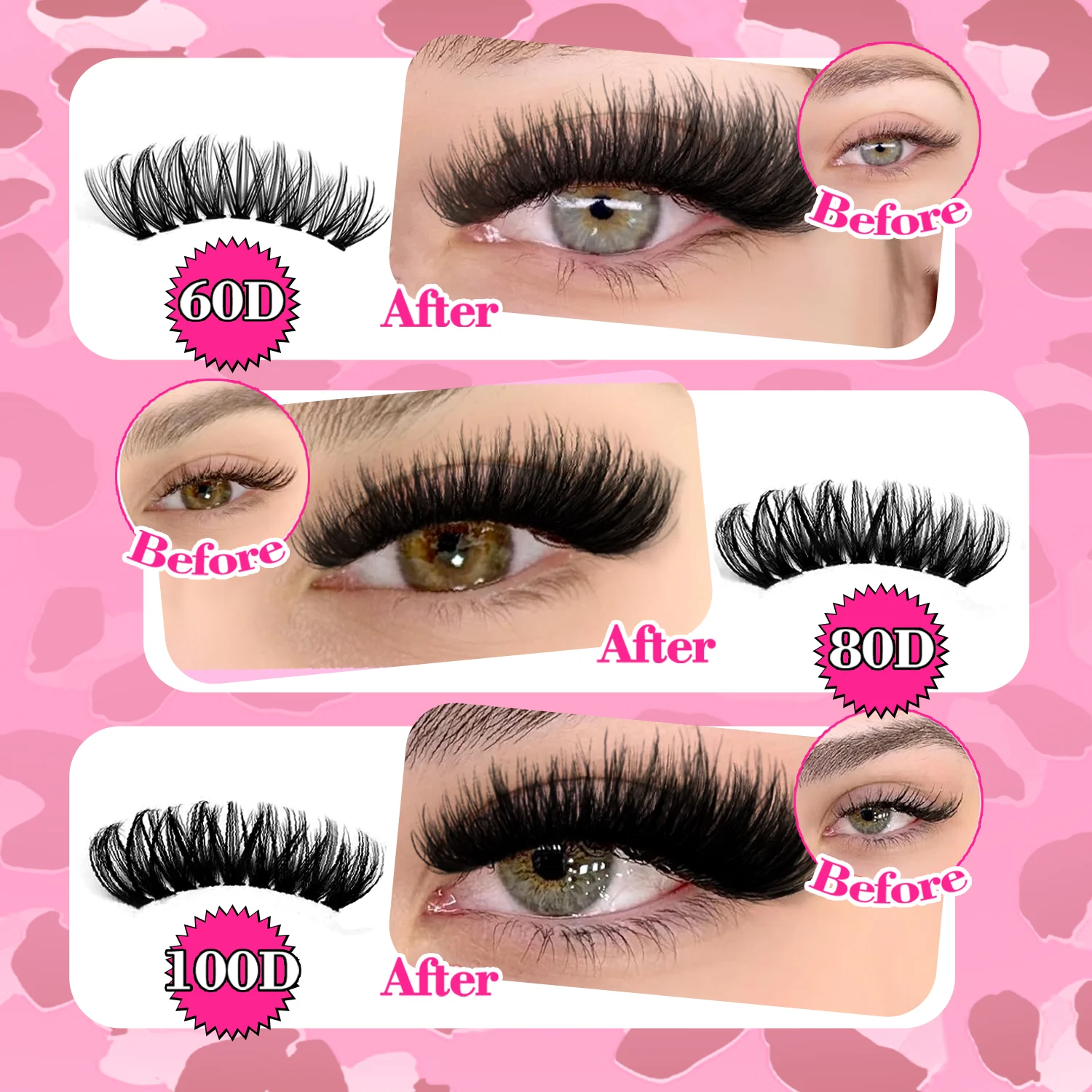 576/240/160 قطعة مجموعة تمديد الرموش Wispy لاش مجموعات عين القط الطبيعية لتقوم بها بنفسك جلدة حجم D حليقة الفردية رمش تمديد عدة #6