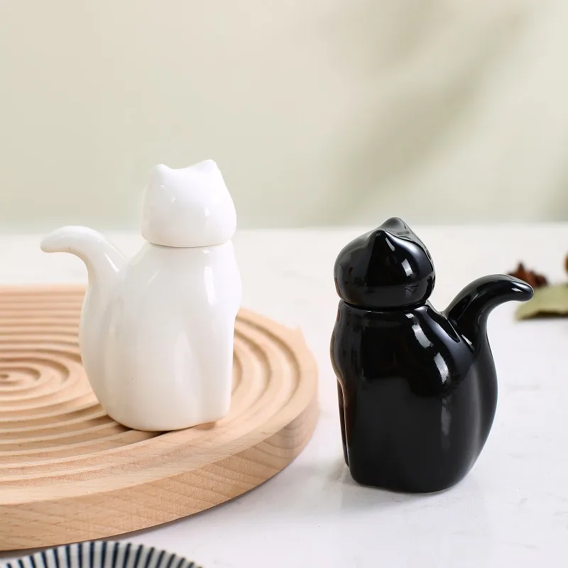 

Ceramic Seasoning Pot Cute Cat Creative Mini Desktop Cartoon Seasoning Bottle Sushi Restaurants Spicy Sauce and Vinegar Bottle