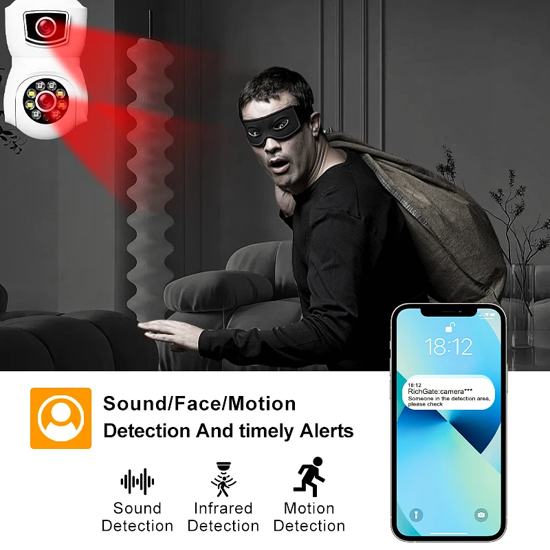 E27 لمبة مزدوجة العدسة كاميرا واي فاي لاسلكية كاملة HD كاميرا مراقبة لاسلكية للرؤية الليلية تتبع السيارات كاميرا تلفزيونات الدوائر المغلقة مراقبة الطفل #3