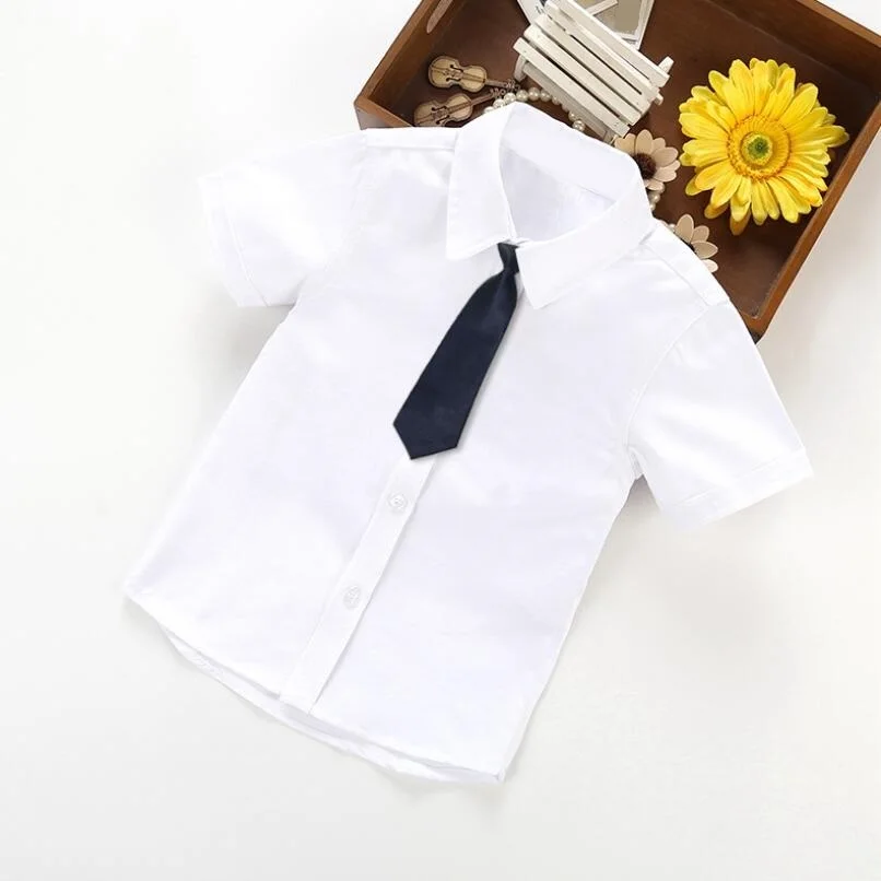 

Boys Shirts White Short Sleeve Turn-down Collar Kids Tops School Shirt For Boys Summer Baby Toddler Teenage Boy Uniforms Clothes