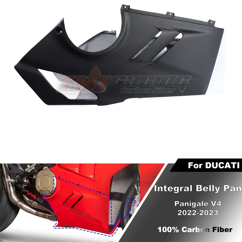 For Ducati Panigale V4 2022 2023+ Lower Belly Pan One Piece Version in Plain Matte Carbon Fiber 100% Fairing