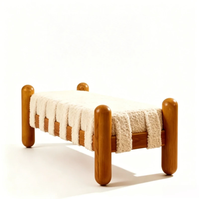 medieval solid wood, bedroom end stool, wabi wind, bed and breakfast living room sofa stool