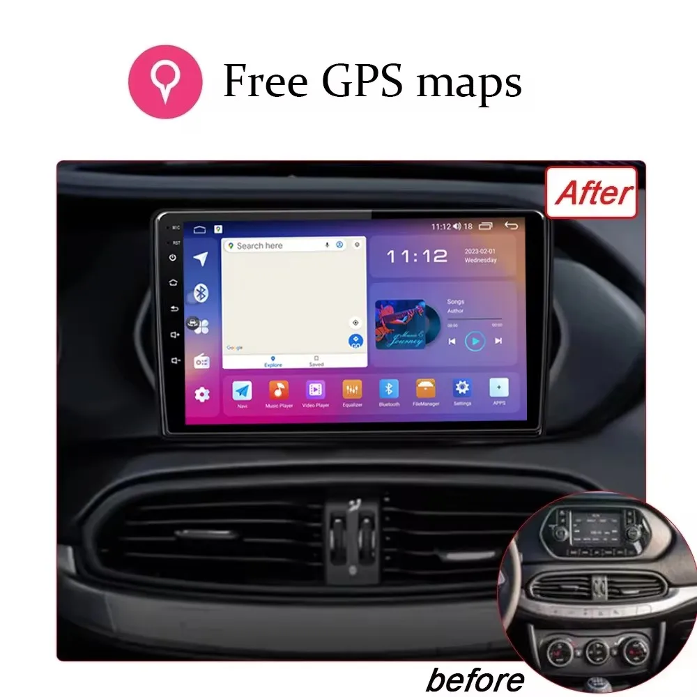 Android 14 Carplay Auto Car Radio For Fiat EGEA TIPO 2015 2016 2017 2018 Navigation GPS Multimedia Player Stereo wifi+4G BT DVD