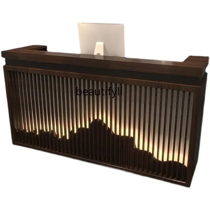 

ss L178ss newChinese Retro Tea House Beauty Salon Cashier Light Luxury Foot Bath Bar Reception Front Desk