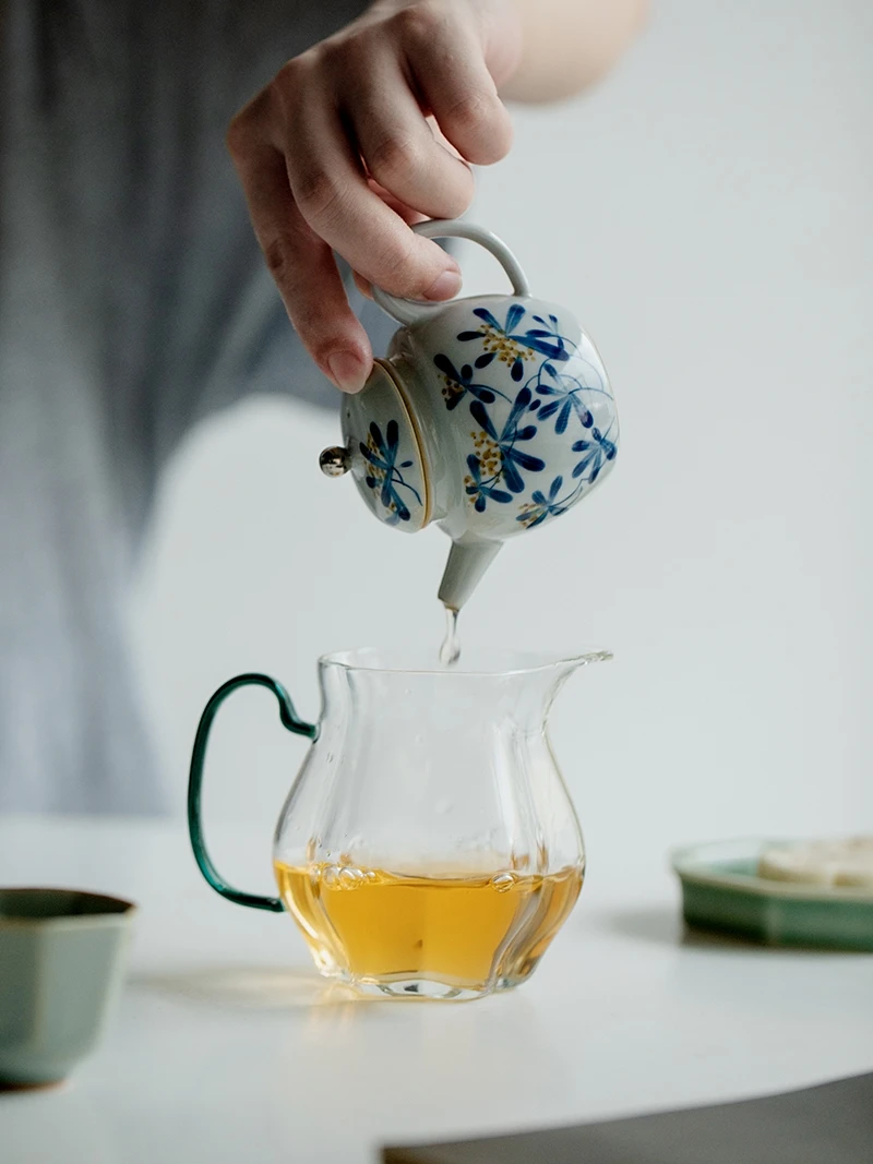 Pure Hand Drawing Osmanthus Ceramic Teapot Household Creative Sketch Pot Single Tea Brewing