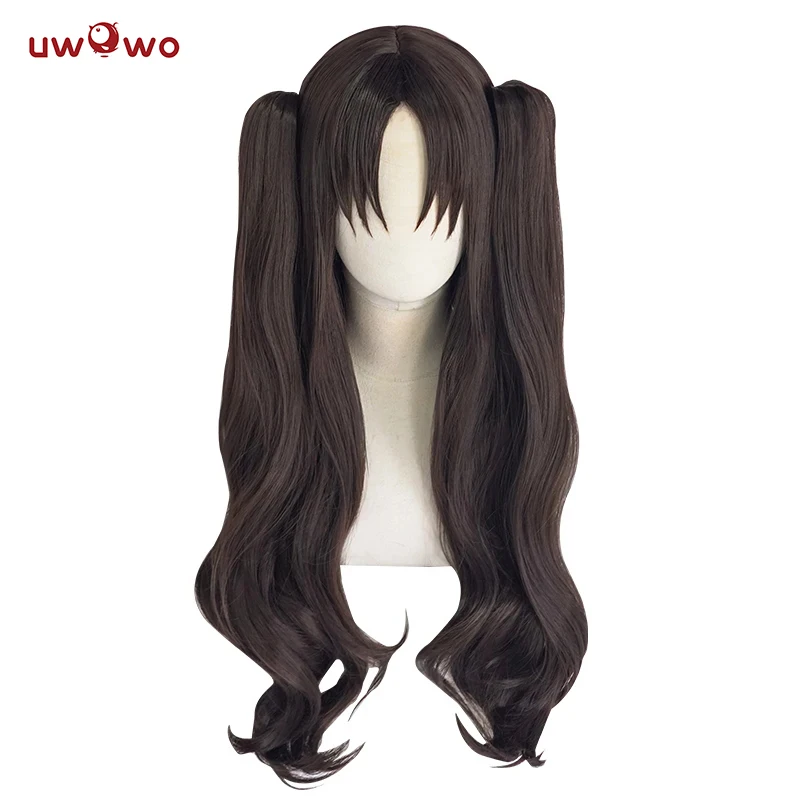 UWOWO – perruque de Cosplay de 80cm de long, cheveux bruns à Double queue, Tohsaka Rin