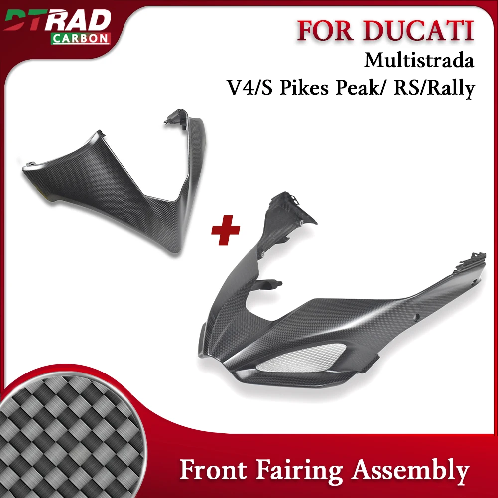 Carbon Fiber Front Fairing For Ducati Multistrada V4/S RS Sport Rally Pikes Peak 2021-2025+ Motorcycle Headlight Protective Cove