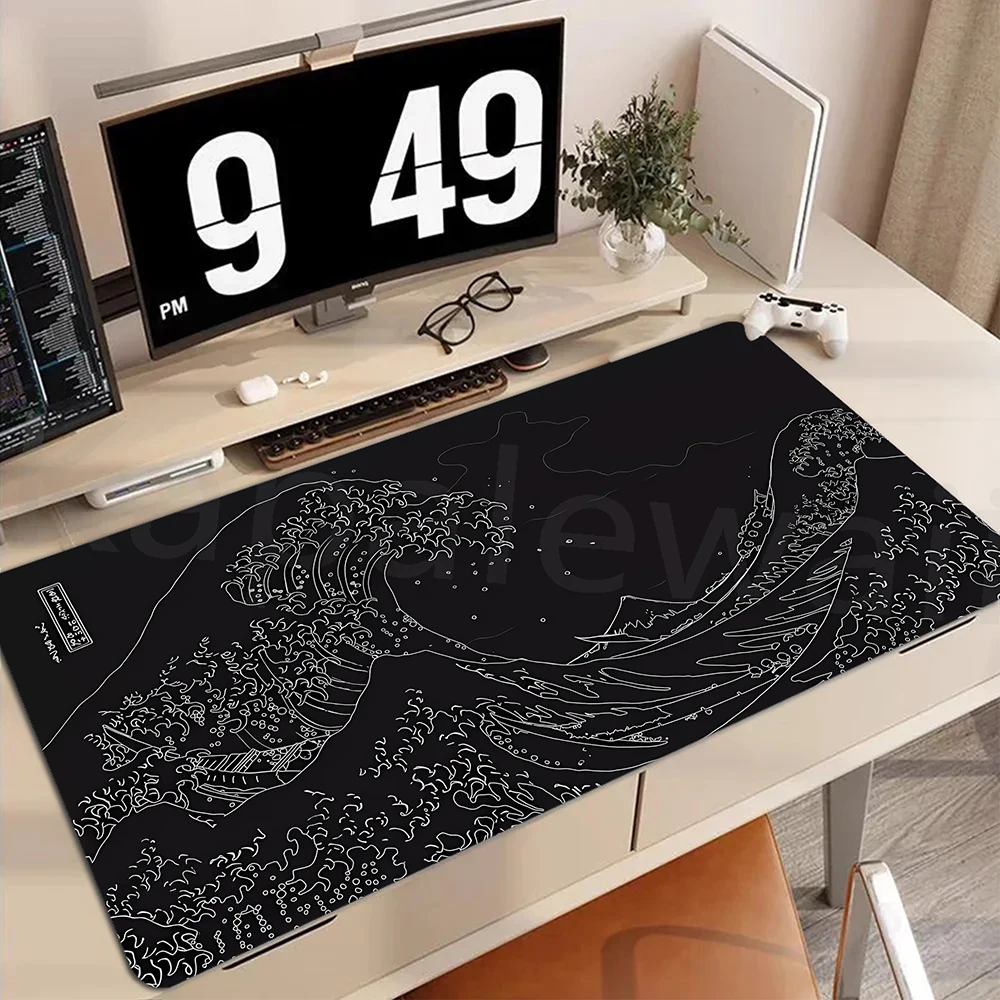 

Japan Black Sea Wave Mousepad Computer Mouse Pad XL Mouse Pad Mouse Mat Gamer Soft Office Keyboard Pads Carpet Table Mat Desktop